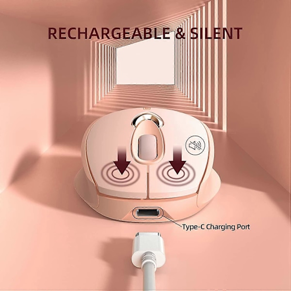 Trådløs Mus Pink, 2.4G USB Genopladelig Trådløs Mus Stille Klik, Sød Bærbar Ergonomisk Trådløs Computermus til Laptop Mac MacBook