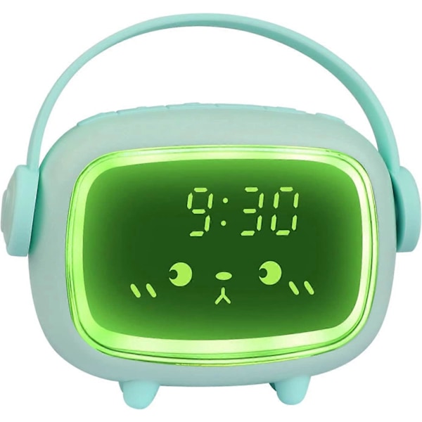 Digital Väckarklocka för Barn Flickor Pojkar, Söt Väckarklocka 2 Alarm 3 Skärmljusstyrka Timer Nattlampa Nedräkning Snooze Röststyrning Uppladdningsbar Klocka (