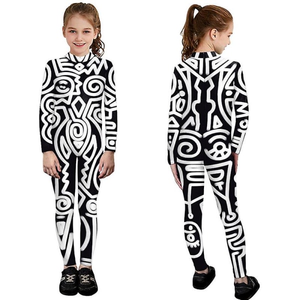 Barn Halloween rolig kostym pojke flicka 3d print bodysuit Cool barn cosplay jumpsuits style 4 M