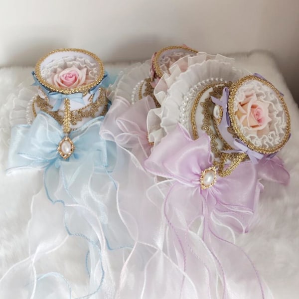 Pitsipanta Lolita-piika Kukka Päähine Koristeet Nauha Rusetti Lierihattu