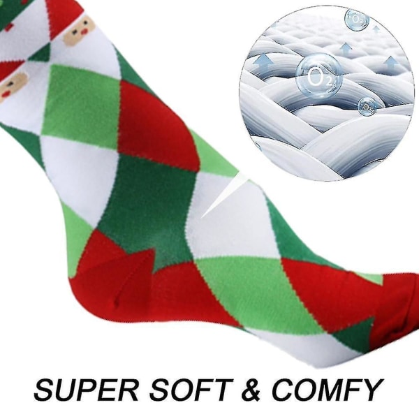 Nyhetssokker for kvinner - Knestrømper med julemotiv - Morsomme høytidssokker Style 6