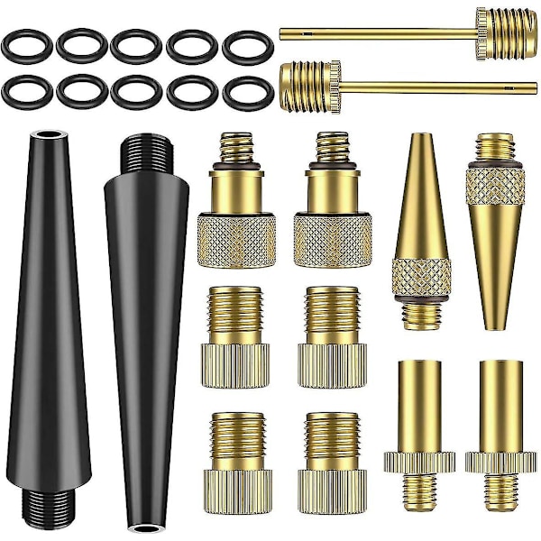 24 stk. Messing Cykelpumpe Adapter Sæt - Ventil Adapter Konverter Kit