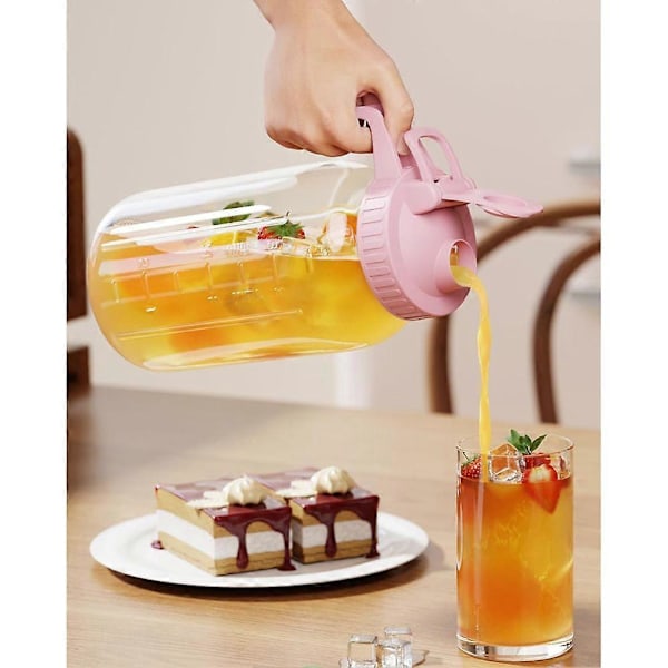 64oz Glas Mason Jar Kande med Låg, 2 Liter Lufttæt Glas Vandkande, Lækagesikker Bredmundet Mason J
