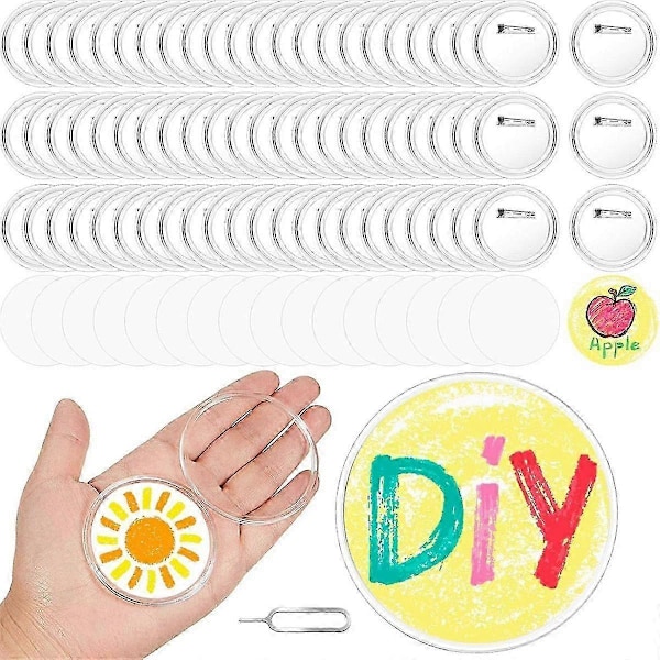 100 kpl akryylisia kirkkaita nappeja, Tee omat nappisi, akryylinen design-nappimerkki DIY-askartelukouluaktiviteetteihin 2,25 tuumaa