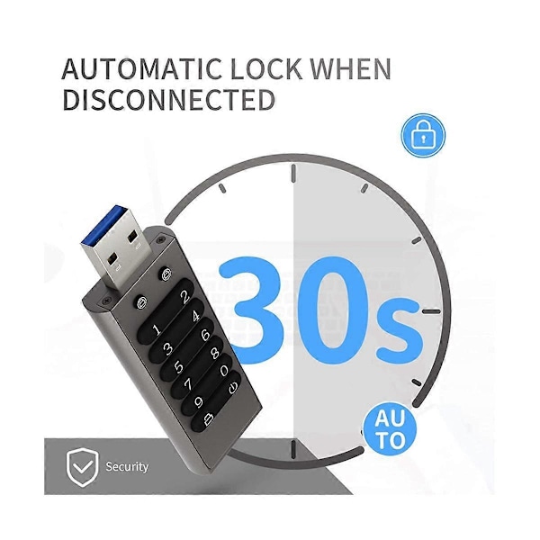 USB-drev, 64 GB krypteret USB-flashdrev Hardware-adgangskode Memory Stick med tastatur U Disk Flash