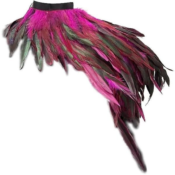 Fjäderaxelryckning Sjalkrage Halsband Halloween Kostym Epauletter, Kappa Svart Finklänning Dam Fjäderkappa Cape Feather Boa Fjäder Scarf För Cos rose red