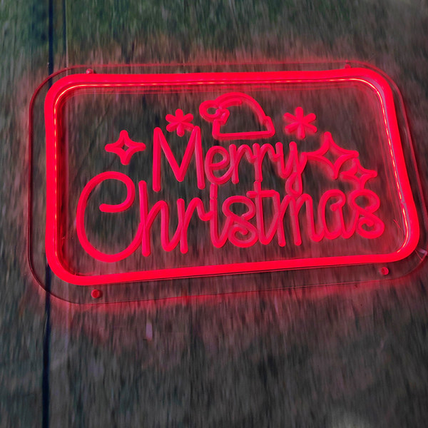 Ny Glædelig Jul kreativ form neon lys 3D udskæring atmosfære lys led