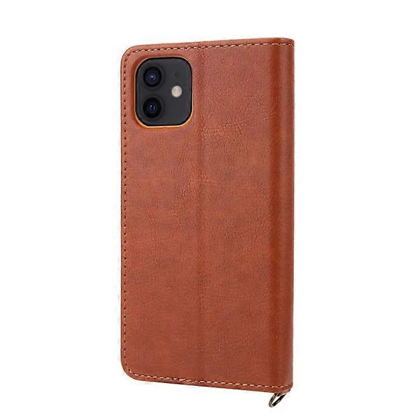 CMAI2 PU Läder Kortfack Plånbok Telefonfodral Kompatibelt För iPhone 12/12 Pro Brown