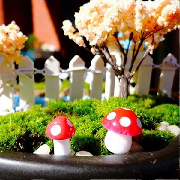 50 stk. Mini Soppdekorasjon Miniatyr Hagehåndverk Små Kunstige Sopp