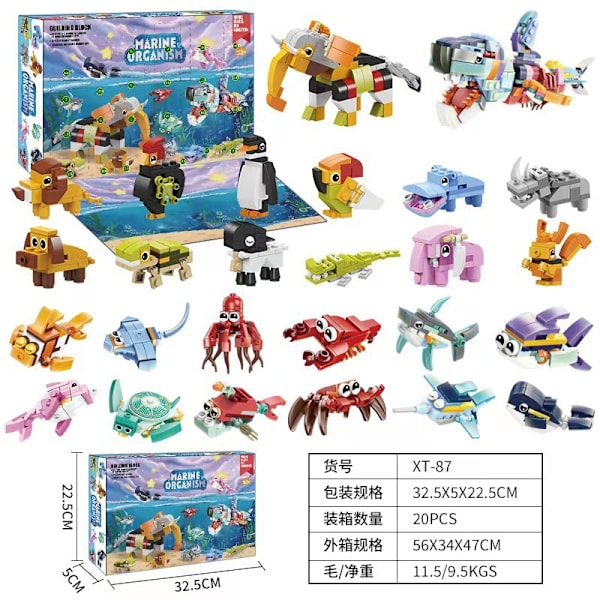 Nedräkning Jul blindbox adventskalender flickor accessoarer diy handgjord presentförpackning set leksakspresent undersea animals
