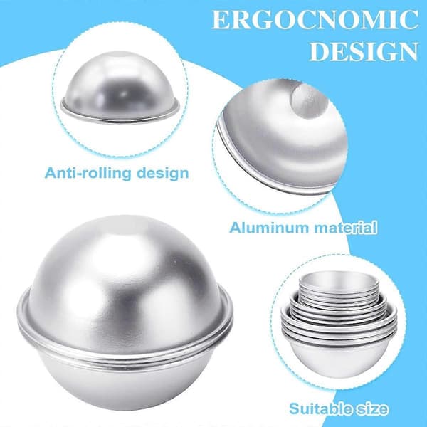 3-delt Metal Badebombeform Sæt, 6 cm Diameter til DIY Håndværk