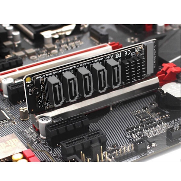 PCI-E til Sata Adapterkort 5 Porte til PCI-E X4 PCI-E X8 PCI-E X16 Support /Windows7/8/10 Multi-Sys