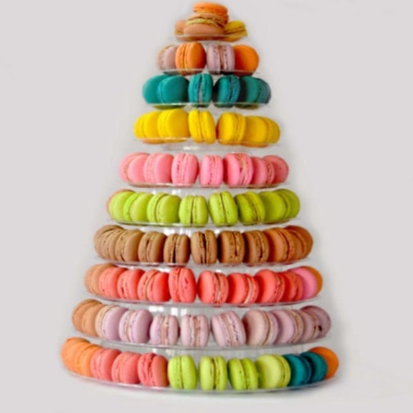 10 Våningar Macaron Tower Macaron Display Stativ Baby Shower Födelsedagsfest Tårtdekorationsmaterial W