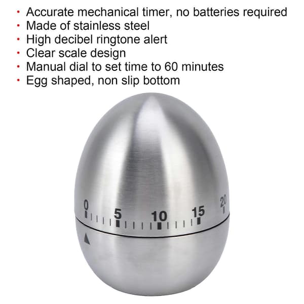 Kjøkkentimer Eggformet 60-Minutters Mekanisk Timer