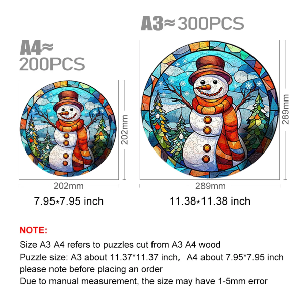 Träleksaker Montessori Snowman Christmas Älg Träpussel med trälåda 3d-pussel för vuxna Pedagogiskt Clear