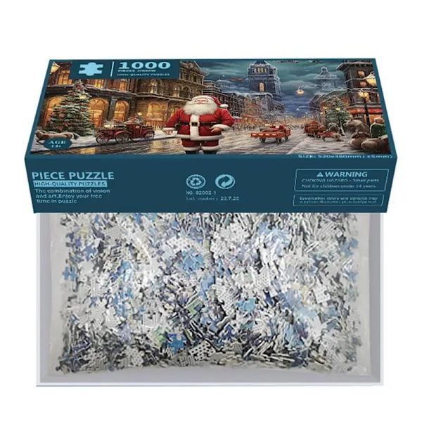 Julpussel med Jultomten 1000 Bitar Träpussel Utmanande Svårighetsgrad Brain Storm Spel Grossist Vuxna DIY Handgjorda Hantverk 3