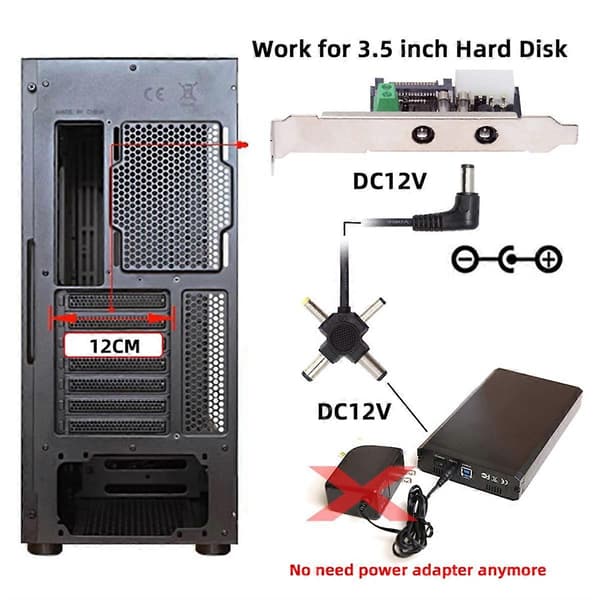 1-til-4 DC 12V 5V Strømkort Utgang Strømsystem med PCI-E Brakett
