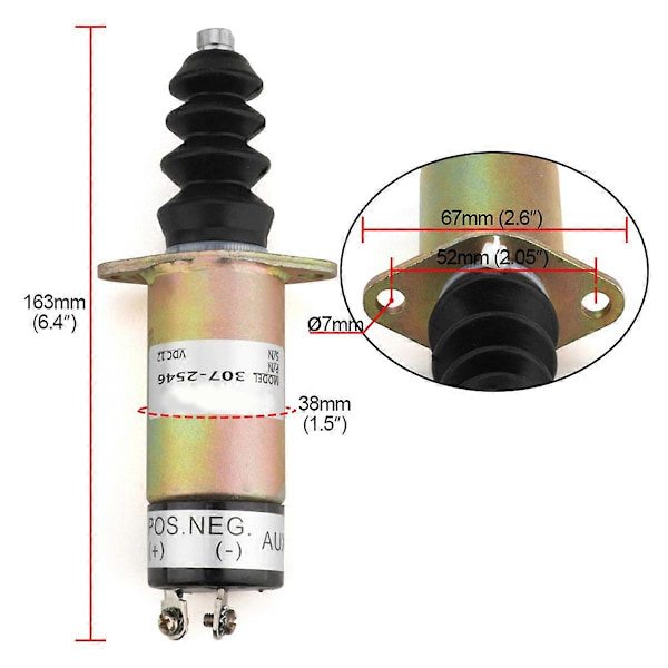 12V Bränslestopp Solenoid 1502-12D6U2B2S2A, 307-2546-00, för Woodward