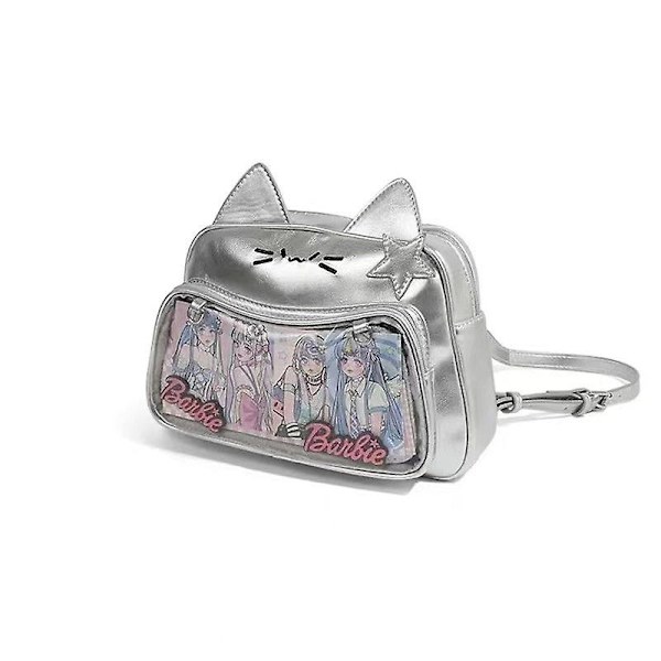 Y2k Japan Kosmisk Mekanisk Kattväska Söt Tecknad Kattöra Liten Ryggsäck Enkel Mångsidig Silverfärgad Stor Kapacitet Axelväskor Backpack