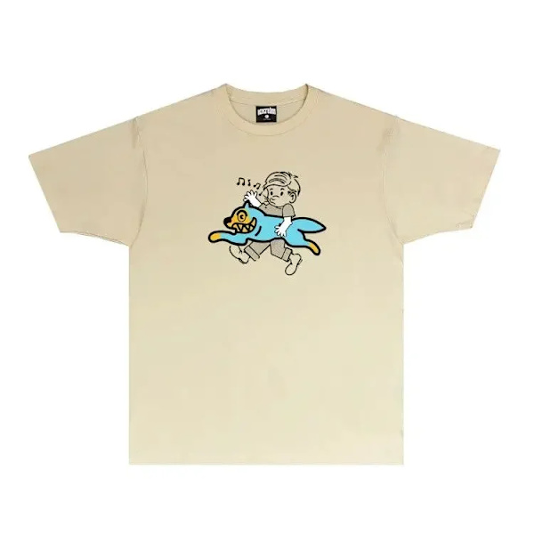 Ny Klassisk Flygande Hund Tryckt T-shirt för Män och Kvinnor Kawaii Kläder Harajuku Y2k Topp Oversized Tröja Street Casual Kläder Ivory S
