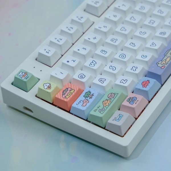 1 sett Smiley Face PBT Keycaps Dye Sublimation Cherry Mechanical Keyboard 129 Keys Cherry Keycaps Smiling face