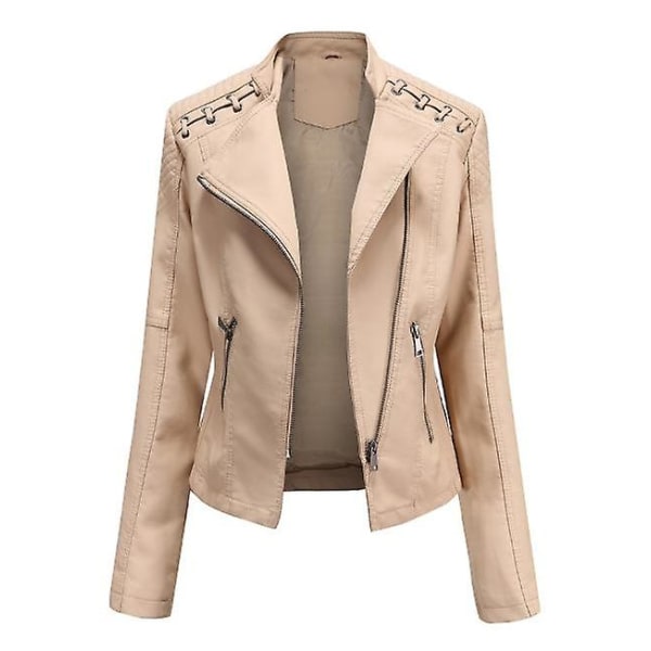 Skinnjakke for kvinner, avslappet med glidelås, tilgjengelig i 12 farger Khaki XL