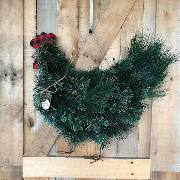 Säsongs- & Högtidsdekorationer Tuppkrans 28 cm Konstgjord Gren Lövkrans Ytterdörr, Säsongsbetonad Handgjord Krans Väggdörr Hängande Jul W