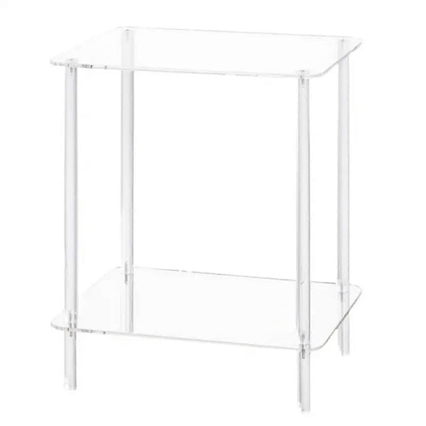 Akryl Sofabord Firkantet Sidebord Accentbord Sofa Natbord Klart Dobbelt Lag Snack Te S