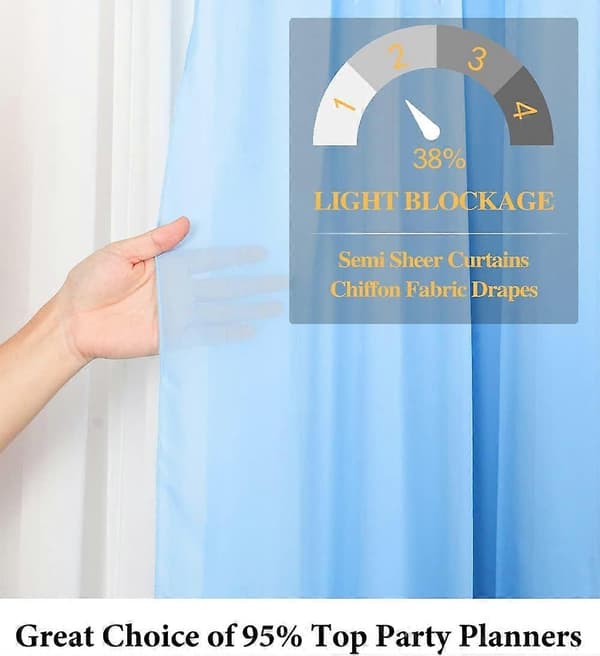 2 paneler 0,7*3m blå chiffon bryllupsbaggrund gardin bryllupsdekoration