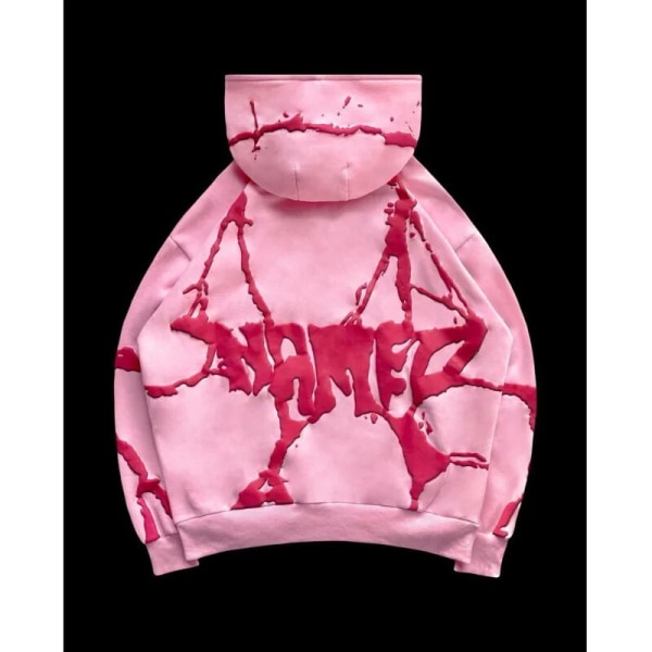 Gothic Grå Y2k hettegenser Rosa hettegenser Menn Jente Hip Hop Oversized sweatshirt Harajuku Punk Streetwear Løs Uformell Y2k dress Sudadera Pink Tops L