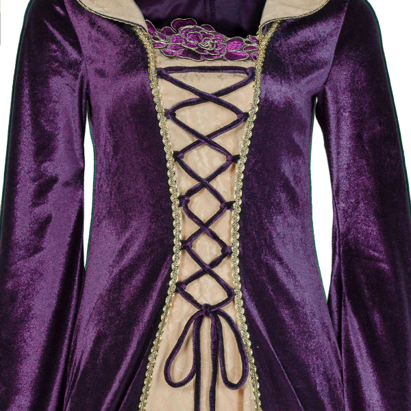 Vintage keskiaikainen viktoriaaninen mekko renessanssin tanssiaismekot puvut pitkähihainen Halloween-asu naisille Purple S
