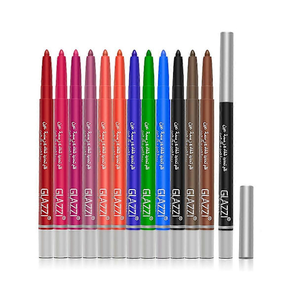 Vattentät Regnbåge Färgglad Flytande Eyeliner Penna Vit Rosa 12 Färger Eyeliner Penna Långvarig