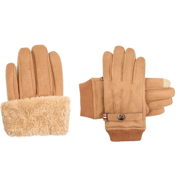 Herr Vinterhandskar Pekskärmshandskar Mocka Varma Delade Fingerhandskar Utomhus Style2