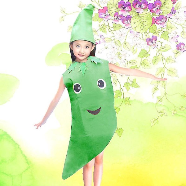 Morotsdräkt för barn, fiberduk, grönsaksdräkt, festlig maskerad, barnens dag-show, lämplig för 100-130 cm Green pepper