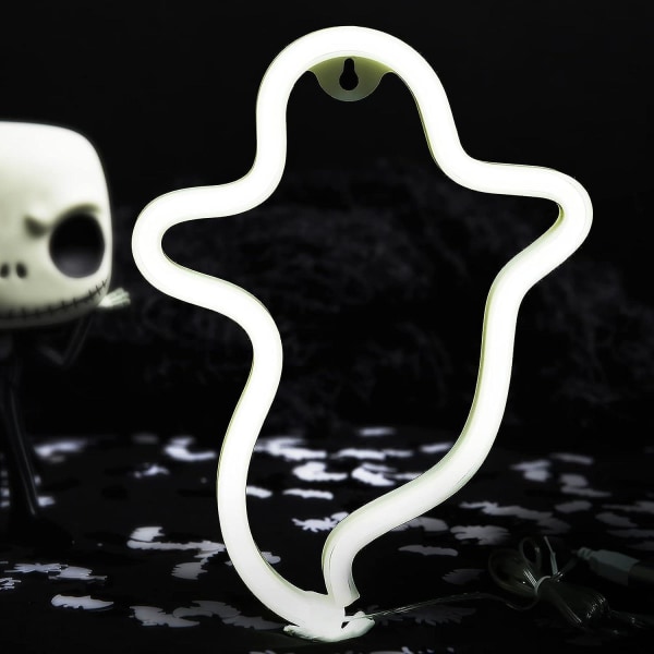 Ghost Neon Skilte Halloween Natlamper, Ghost Formet LED Skilte Lampe USB/batteridrevet Natlamper Med Base, Horror Ghost Neon Lampe Til Halloween P
