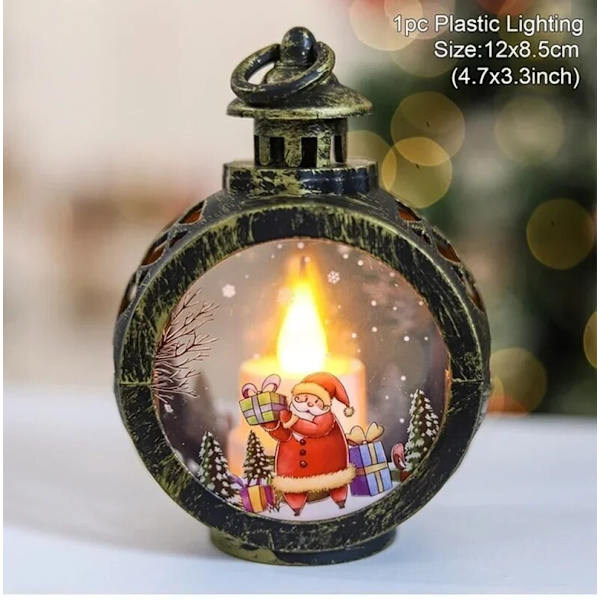 Upplyst Jul Snögloblykta Batteridriven LED Nattlampa med Krok Julgransprydnader Presentidéer Burgundy