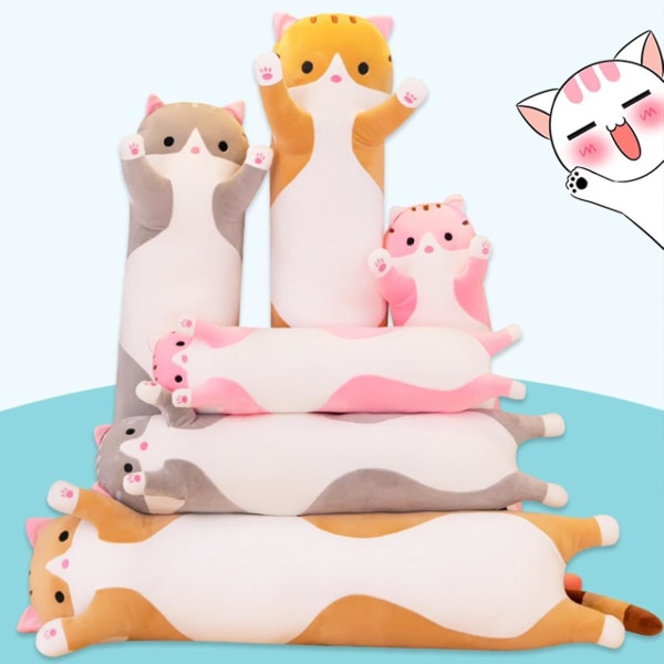 Söpö Kissa Pehmolelu Täytetty Tyyny Erittäin Pehmeä Puuvilla Ympäristöystävällinen Pehmolelu Pink 90cm