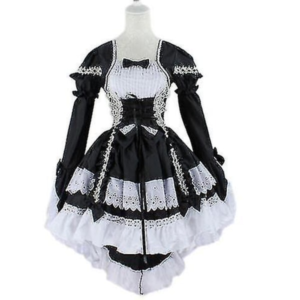 Anime Fantasy Maid Cosplay Kostym Sweet Gothic Lolita Klänning Halloween Performance Kostym För Kvinnor Flickor Hög kvalitet Black