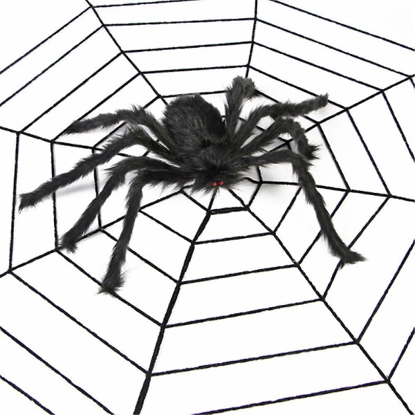 Hämähäkkiverkko Halloween Hämähäkkijuhlakoristelu Rekvisiitta Hämähäkkiverkko Salainen huone Hankala simulaatio Pehmohämähäkki Only Black Spider 200CM