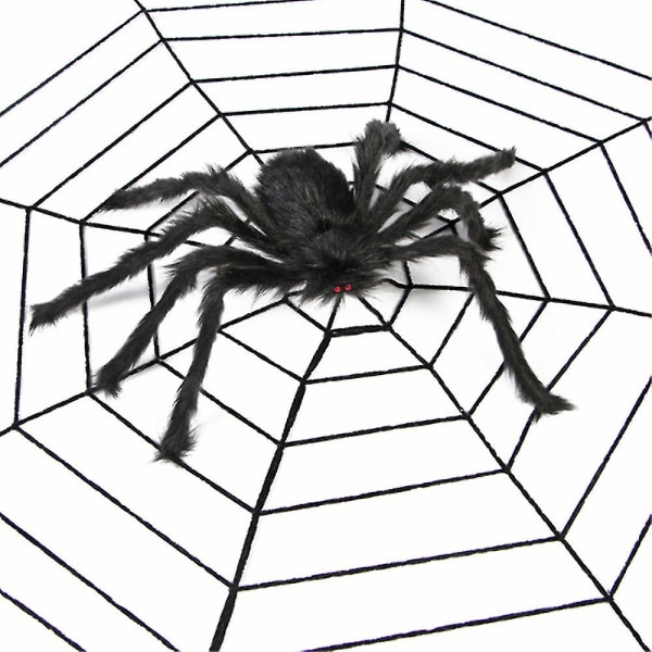 Spindelnät Halloween Spider Party Dekoration Rekvisita Spindelnät Hemligt Rum Knepig Simulering Plysch Spindel Only Black Spider 50CM