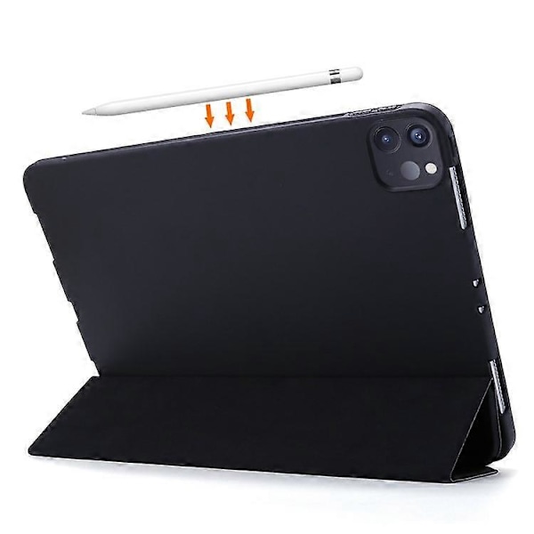 Kompatibelt Fodral för iPad Pro 13 (2024) Origami Ställ PU Läder+Silikon Tablet Skydd Black