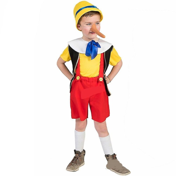 Drenge Piger Halloween Sjov Pinocchio Cosplay Kostume Fødselsdagsfest Tøj Børn Tegneseriefigur Rollespil Kostume Med Næse Kids L 7-8T
