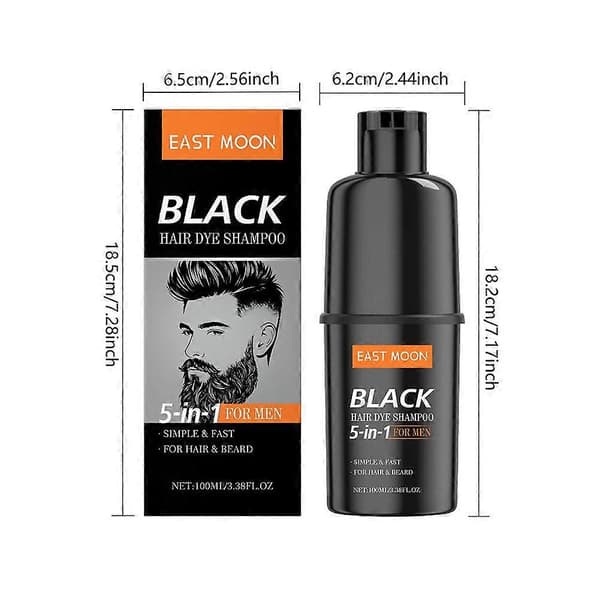 Sort Hårfarve Shampoo - Til Mænd, 2 i 1, Rejsestørrelse, 100ml
