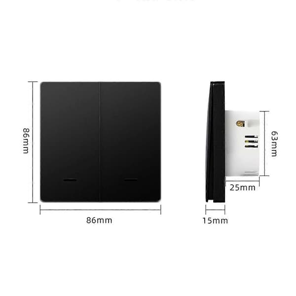 Zigbee Intelligent Switch Nul-Brandledning 2 Kontakter Sort