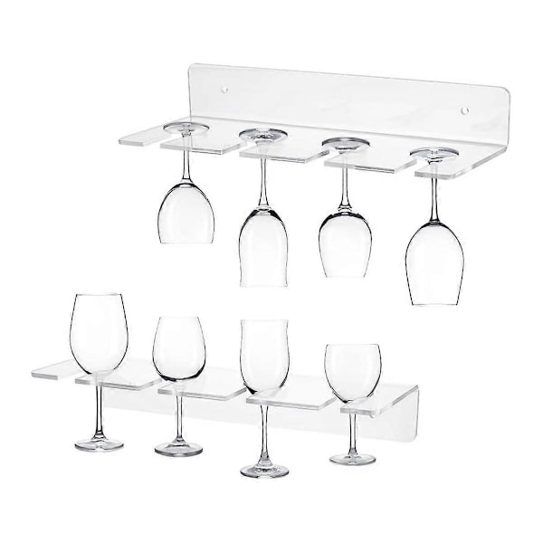 2 stk Akryl Vinglassholder Veggmontert Koppholder Vinglass Hengende Stativ Kjøkken Skap Bar