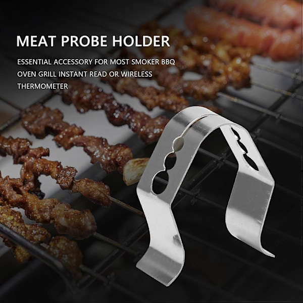 Universal A Style Kødtermometer Probe Clip Holder Temperaturmålinger BBQ Røgeovn Grill, 2