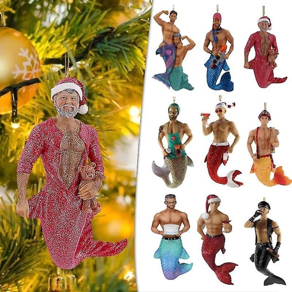 Manlig Sjöjungfru Julgransdekoration Festliga Personliga Presenter Hantverk Bilhängen Hängande Ornament Sjömansdockor Barnpresenter 3