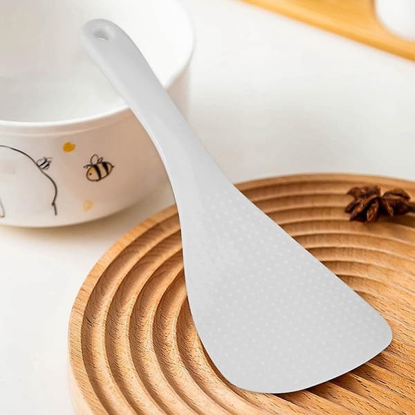 Køkken Prikket Hvid Plastik Flad Ris Scoop Paddle Måltidsske