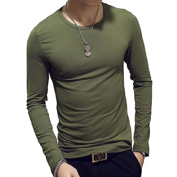 Polo med hög krage för män, enfärgad, smal, elastisk, tunn, pullover, vår, höst, underkläder, polotröja, herrstickad blus, baströja, topp ArmyGreen 3 XXL