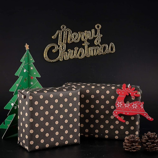 Juleinnpakningspapir, Kraftpapir Rød Plaid Med Kraft Reindeer Design
